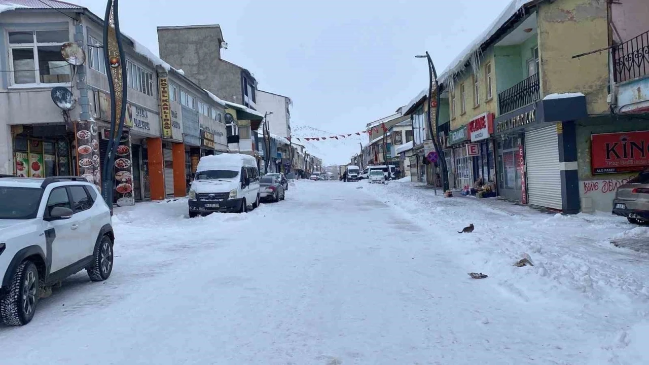 Kar ve buzla kaplı Karlıova sessizliğe b&uuml;r&uuml;nd&uuml;
