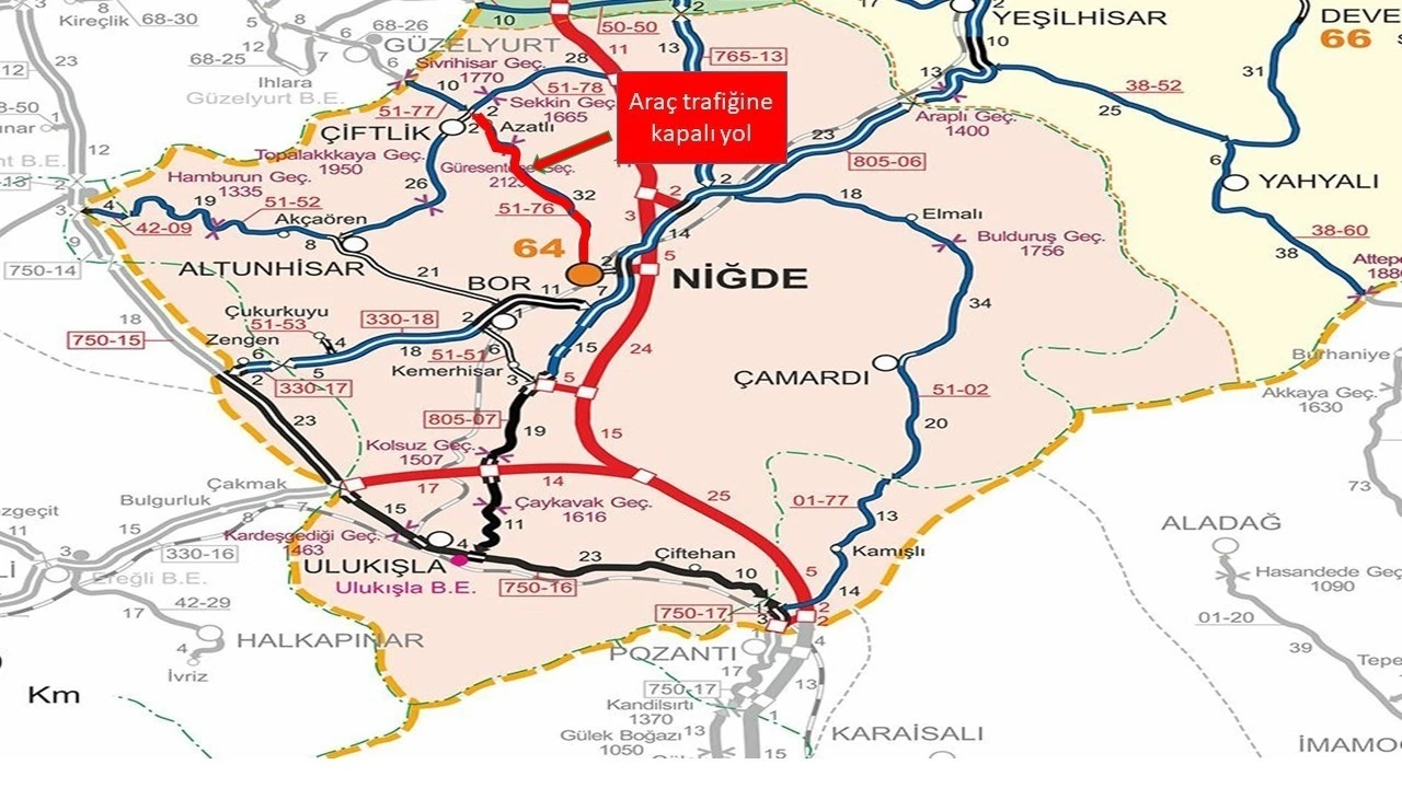 Kar ve tipi nedeniyle Niğde&rsquo;de iki yol trafiğe kapatıldı
