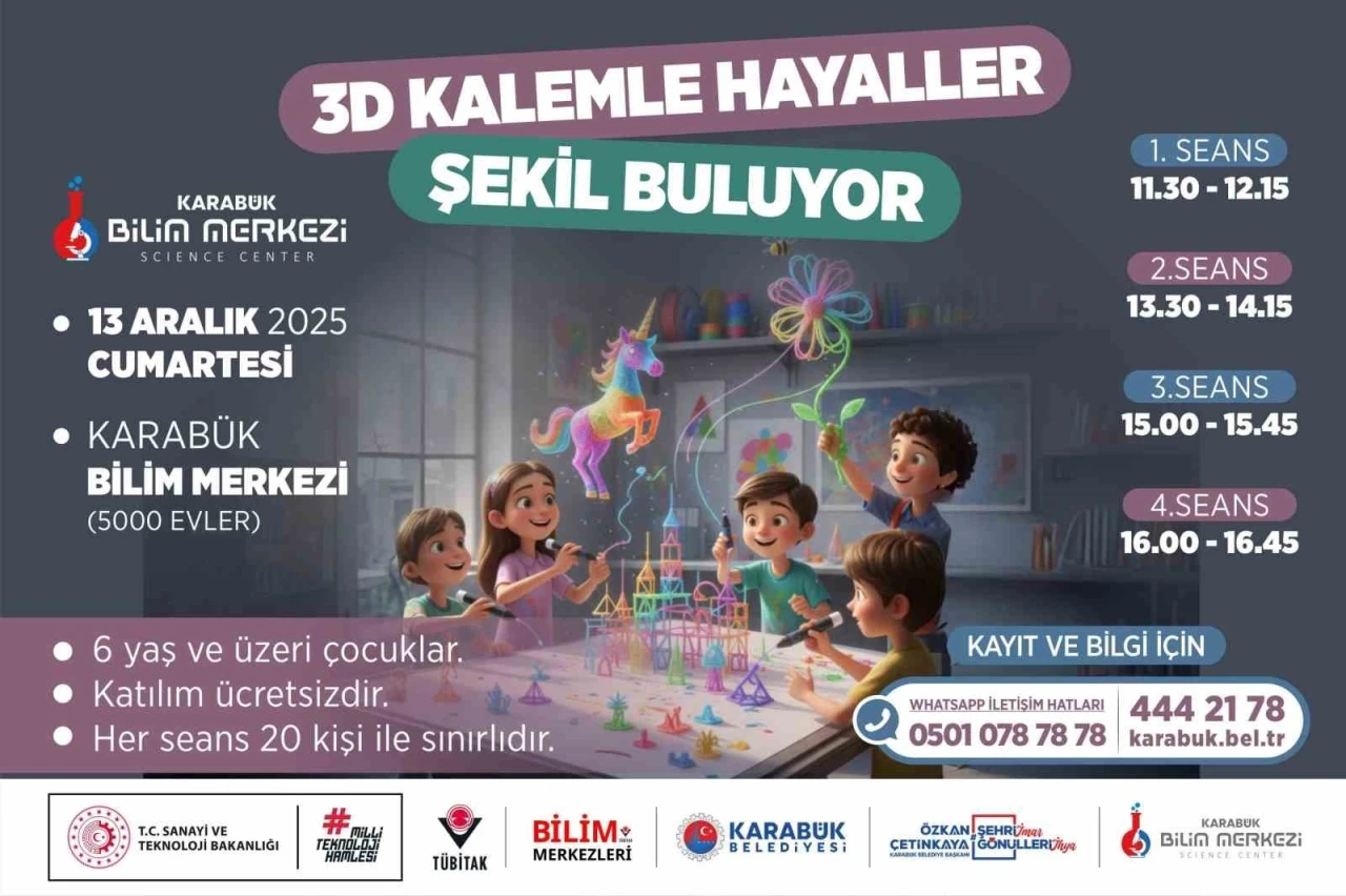 Karabük Bilim Merkezi çocuklara yönelik &quot;3 Boyutlu Kalem Atölyesi&quot; düzenliyor
