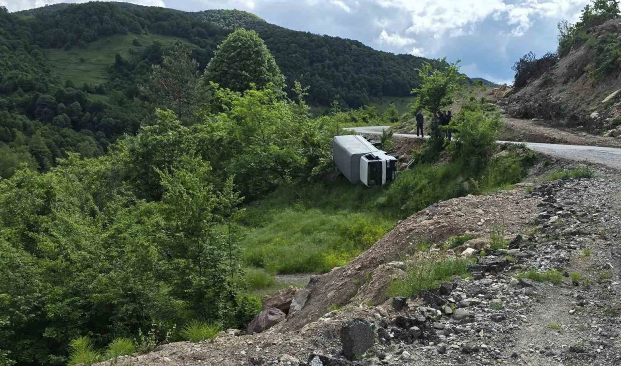 Karadeniz Ereğli’de  kamyonet şarampole yuvarlandı
