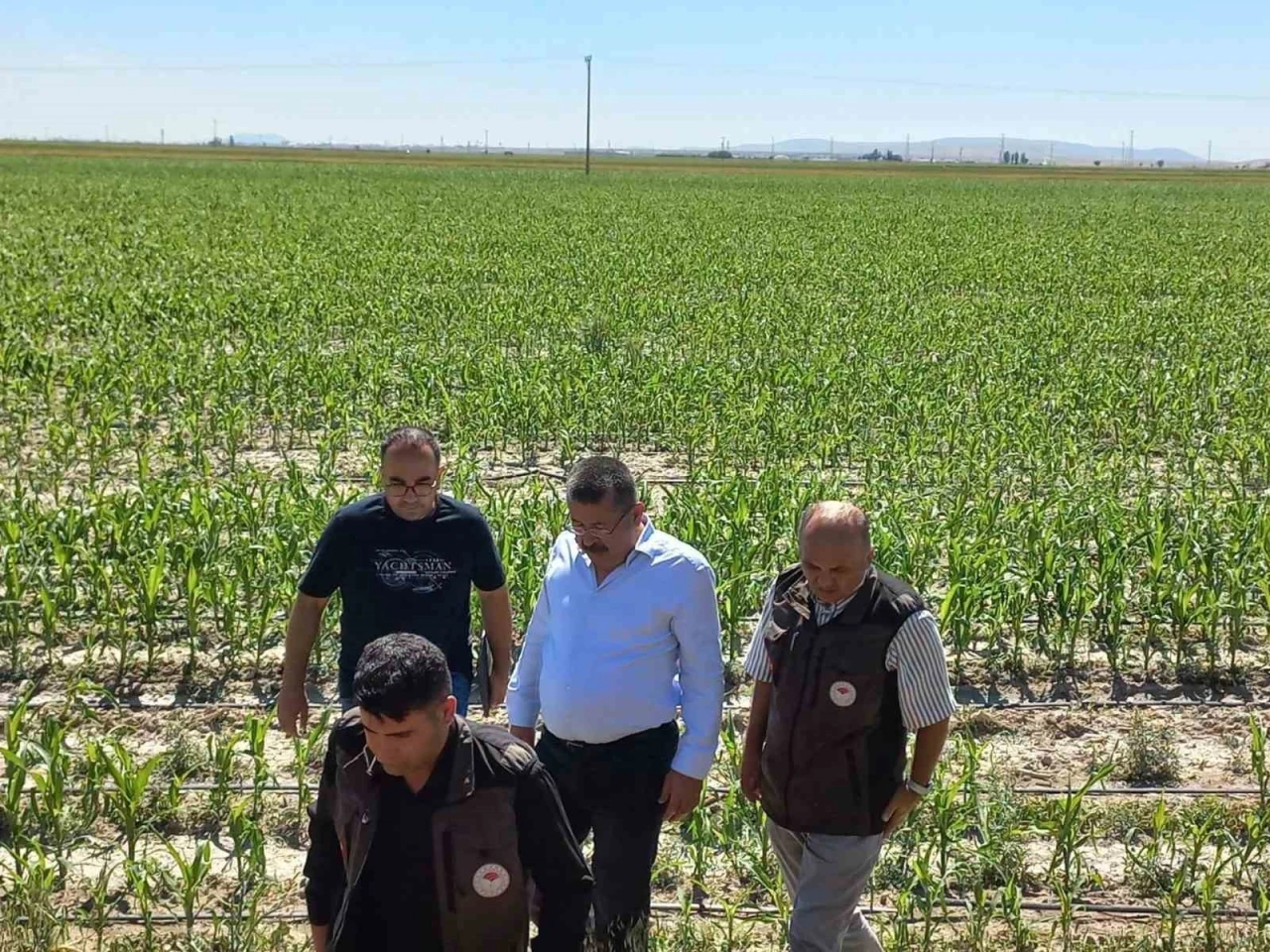 Karapınar&rsquo;da dolu afetinin etkilediği alanlarda inceleme
