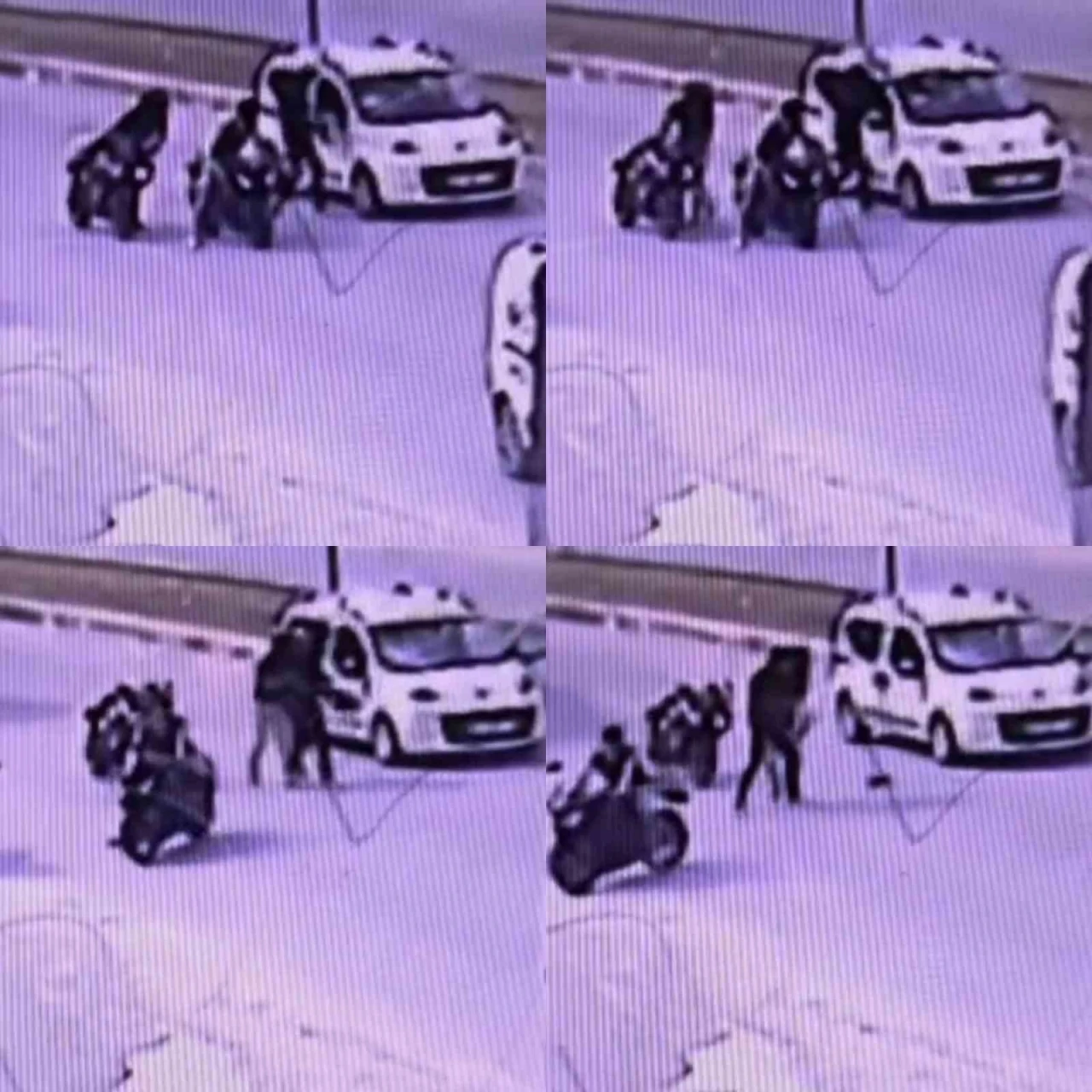 Kaskla tartıştığı sürücünün aracına zarar verdi: O anlar kamerada
