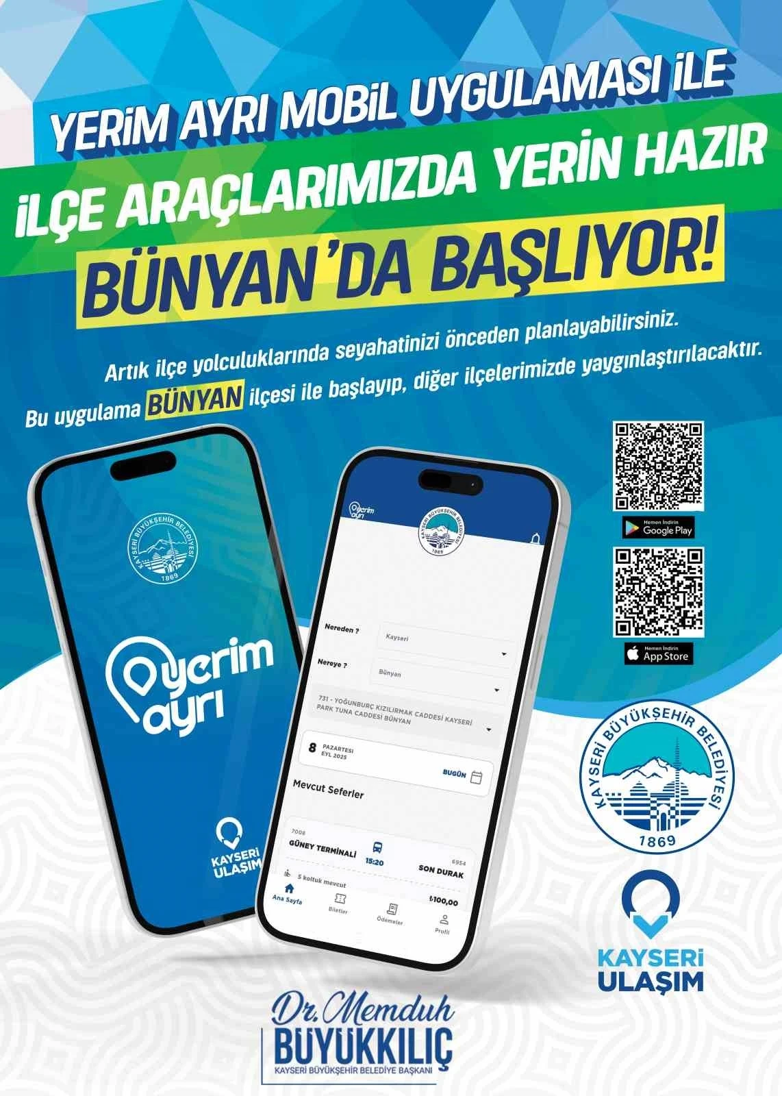 Kayseri’de ulaşımda ilk: ’Yerim Ayrı’ mobil uygulaması
