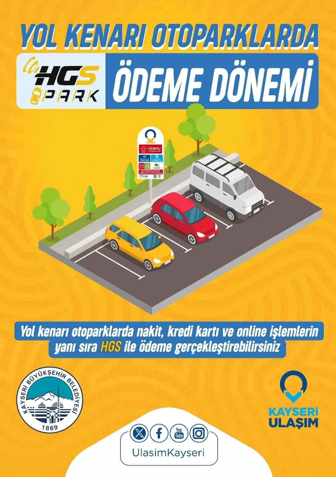 Kayseri’de yol kenarı otoparklarda HGS ile ödeme dönemi
