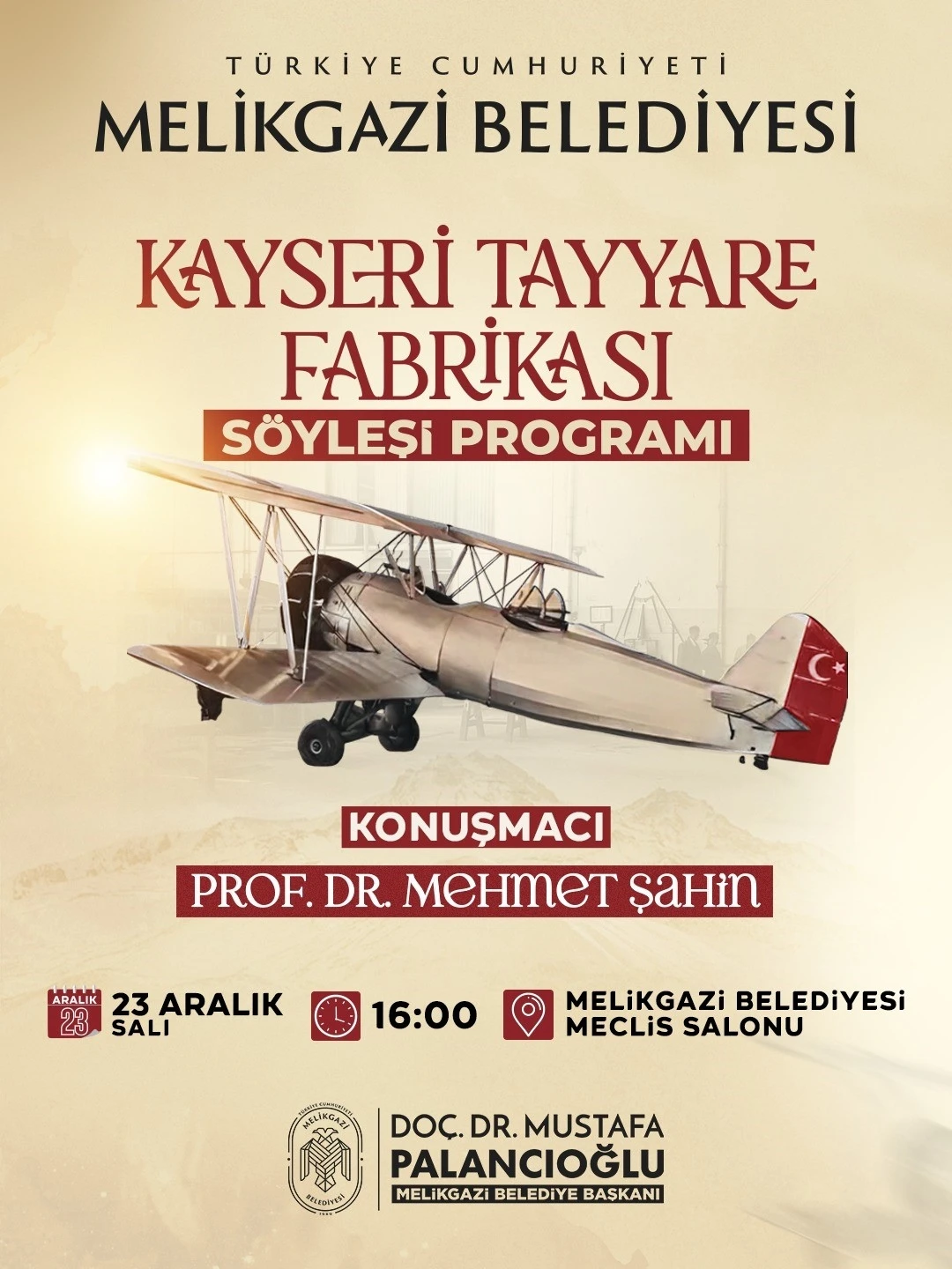 Kayseri&rsquo;nin havacılık ser&uuml;veni &lsquo;Kayseri Tayyare Fabrikası&rsquo; s&ouml;yleşisinde konuşulacak
