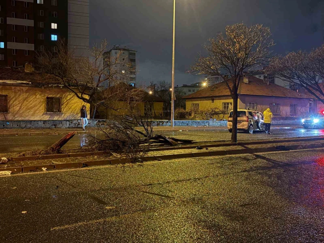Kaza savrulan otomobil ağacı ikiye b&ouml;ld&uuml;: 4 yaralı
