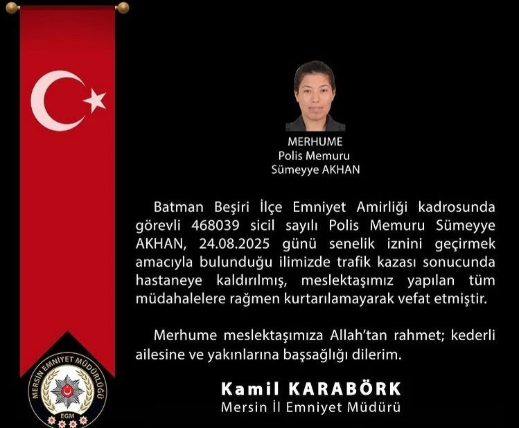 Kazada hayatını kaybeden polis memuru son yolculuğuna uğurlandı
