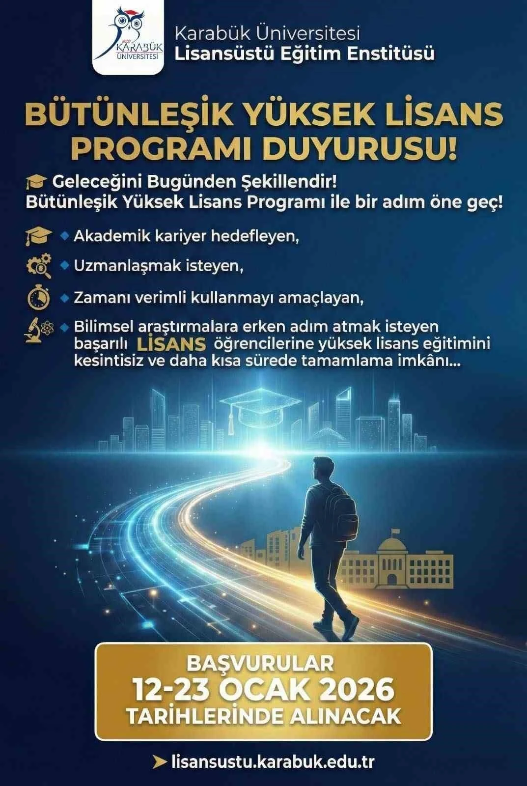 KB&Uuml;&rsquo;de b&uuml;t&uuml;nleşik y&uuml;ksek lisans başvuruları başlıyor
