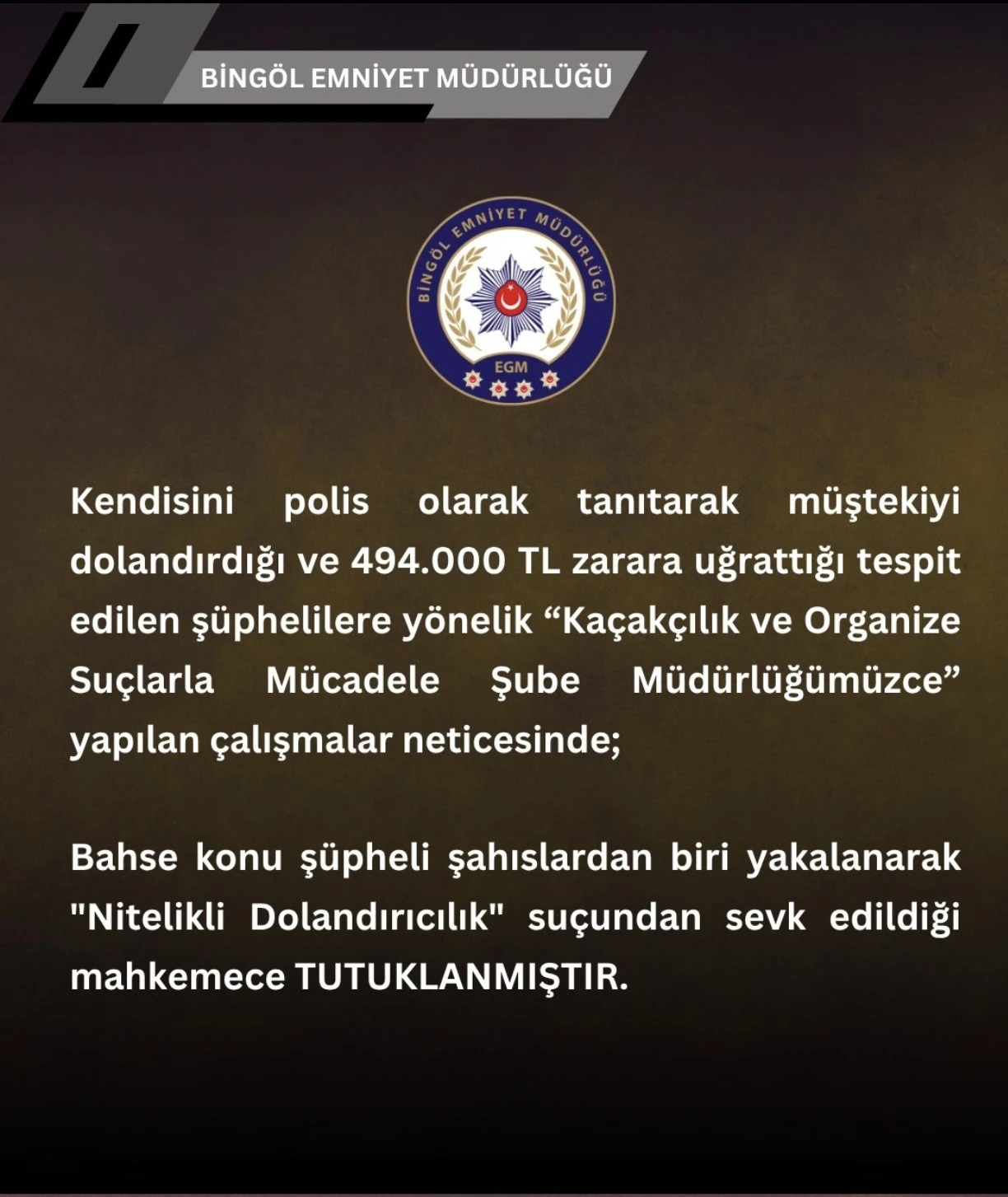Kendini polis olarak tanıtan dolandırıcı tutuklandı
