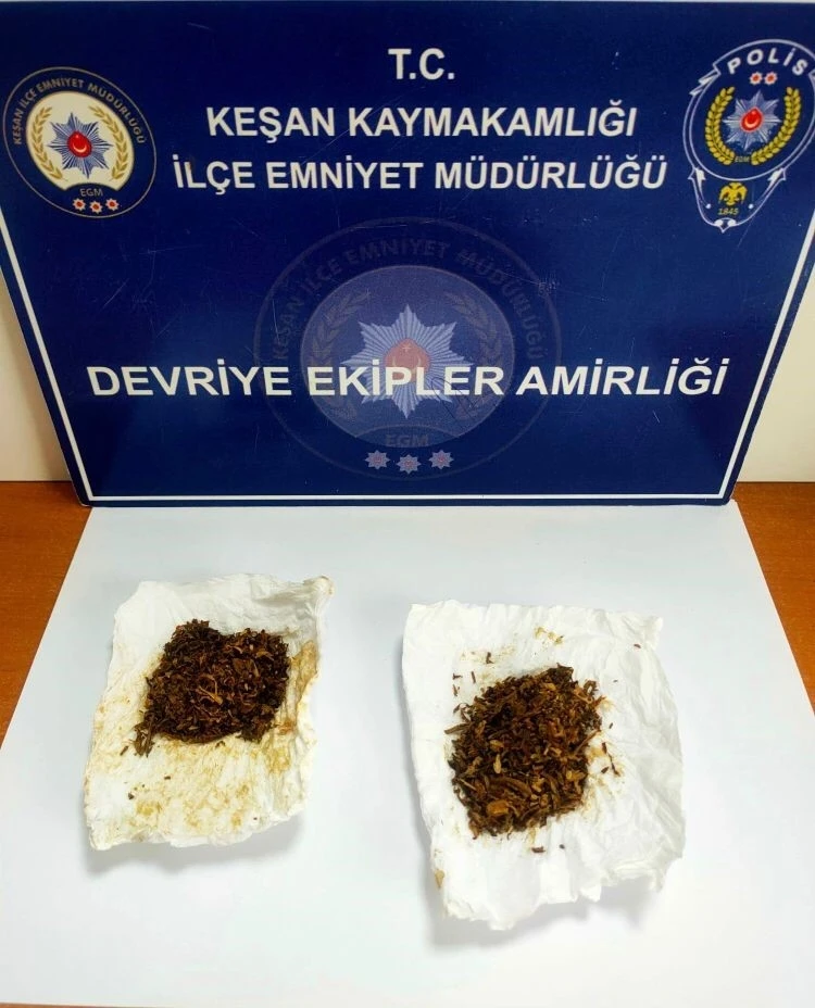 Keşan’da polisin durdurduğu şüpheliden uyuşturucu ele geçirildi
