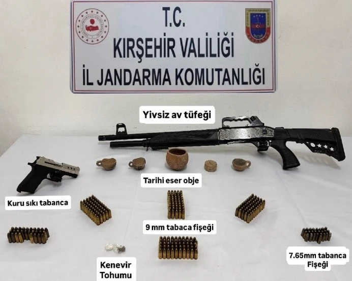 Kırşehir’de kaçakçılık operasyonu: silah, mühimmat ve tarihi eser ele geçirildi