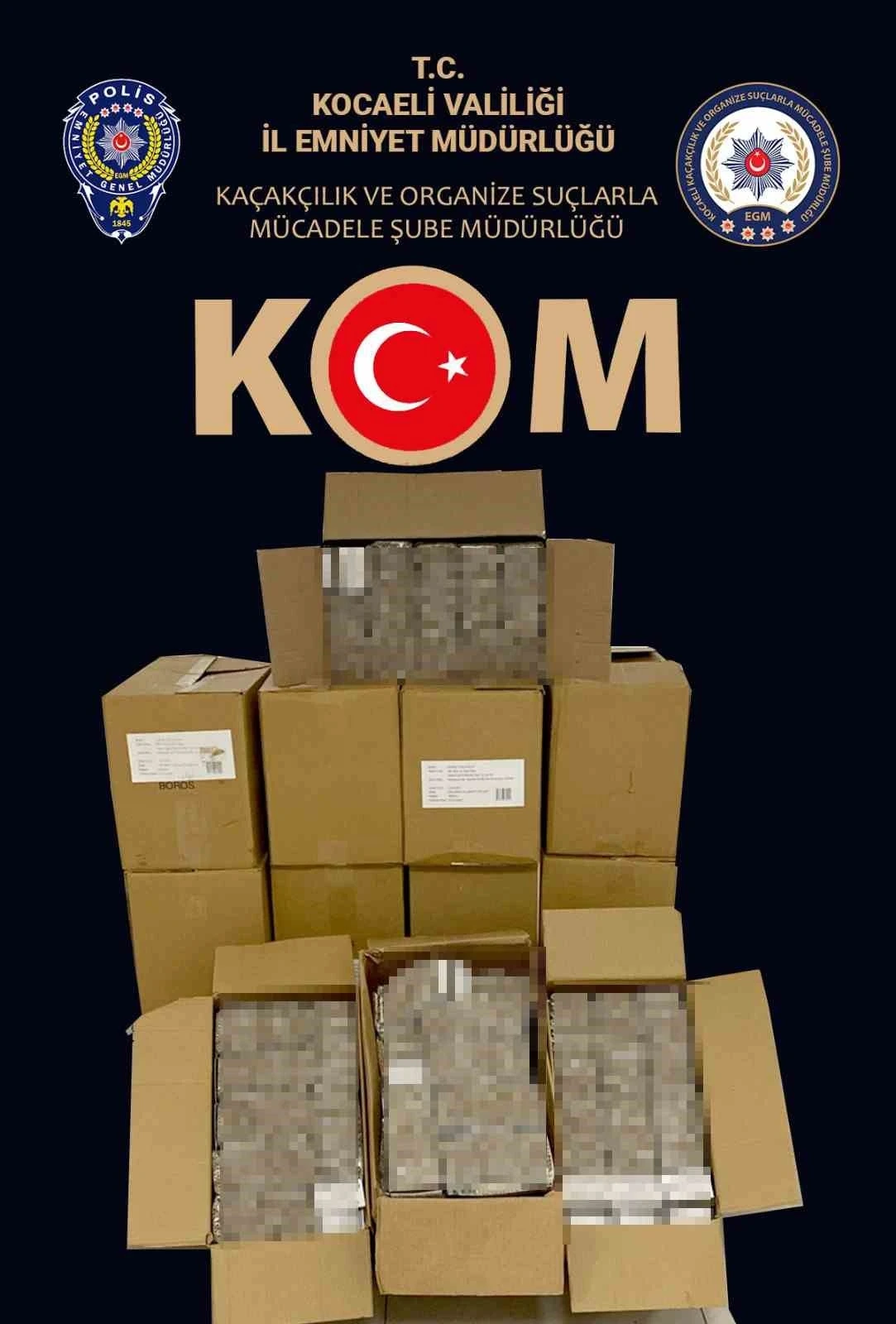 Kocaeli’de 150 bin adet doldurulmuş makaron ele geçirildi
