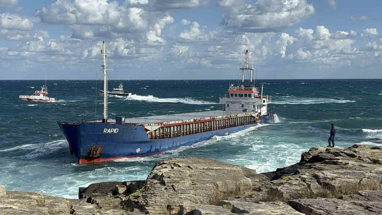 Kocaeli’de kargo gemisi karaya oturdu
