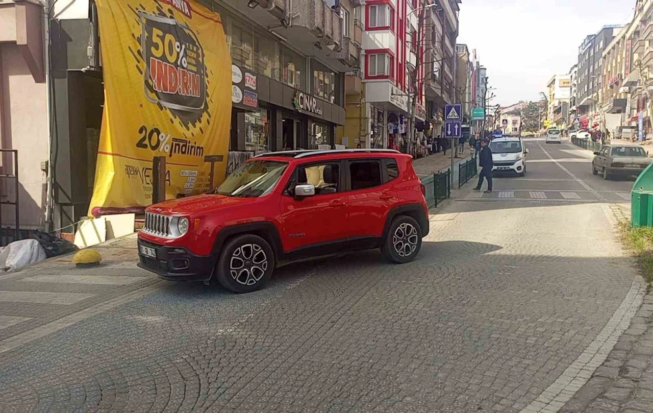 Kontrolden çıkan araç çitlere daldı, faciadan dönüldü