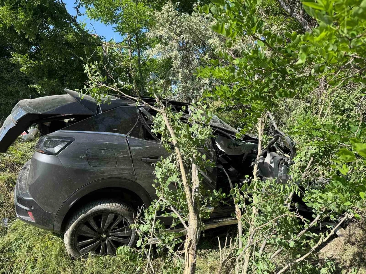 Kontrolden çıkarak ağaçlık alana giren otomobilde 3 kişi yaralandı
