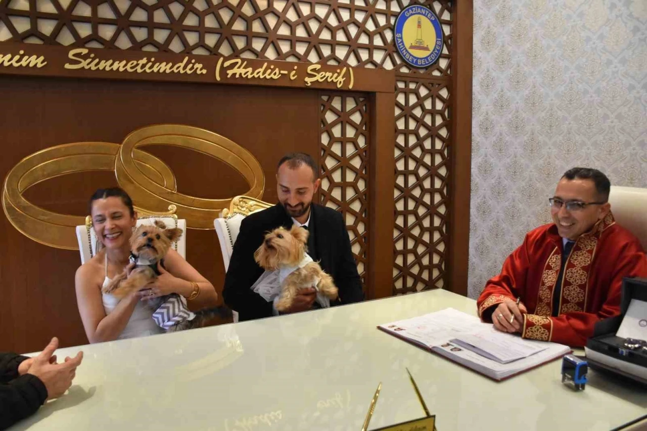 K&ouml;pekleriyle birlikte mutluluğa "evet" dediler
