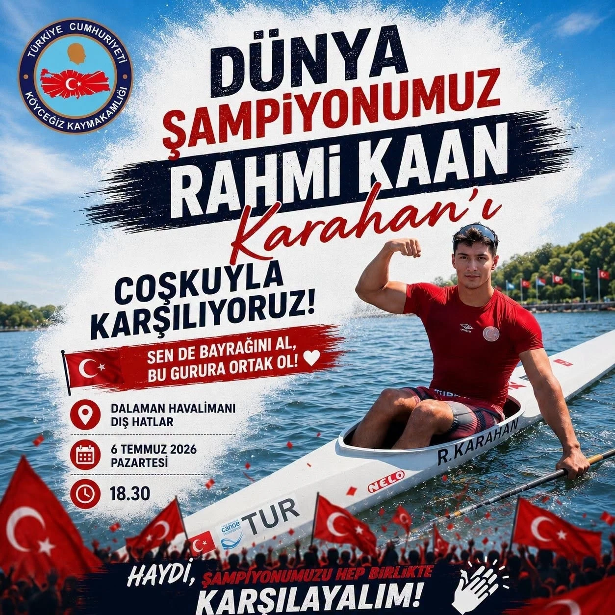 K&ouml;yceğizli Kanoda D&uuml;nya Şampiyonu Karahan, t&ouml;renle karşılanacak
