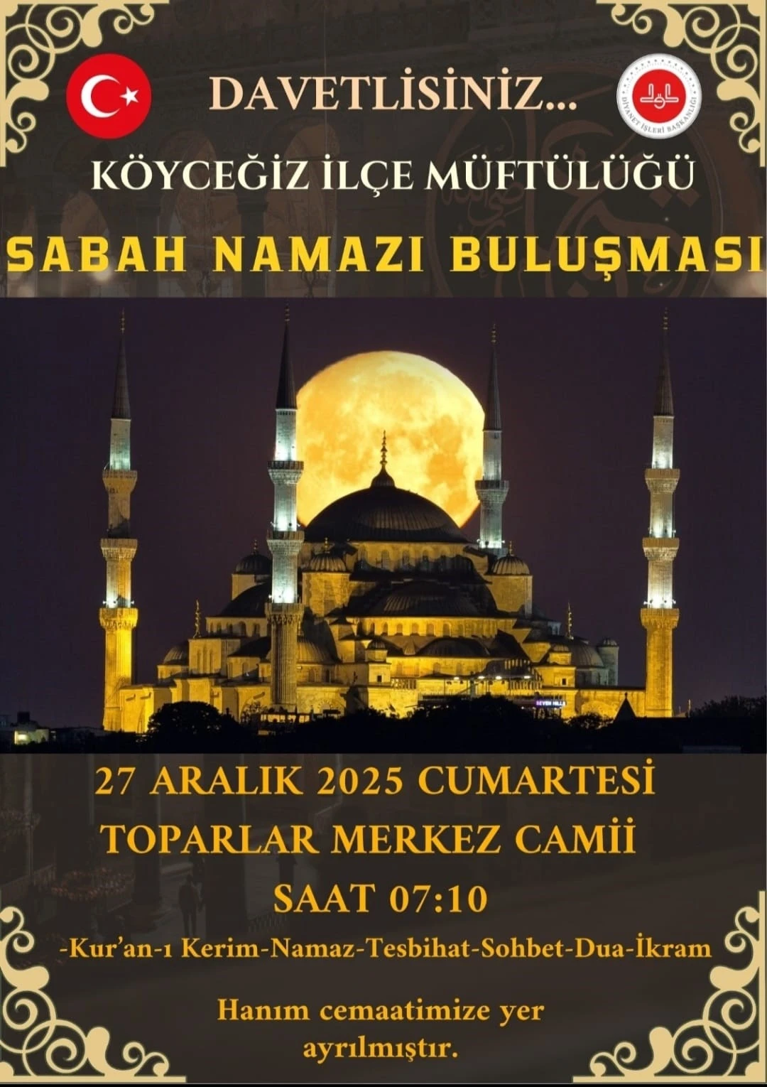 K&ouml;yceğizliler Sabah Namazı buluşmasına davet edildi
