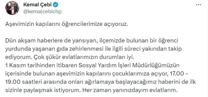 Küçükçekmece Belediye Başkanı Çebi: "Aşevimizin kapılarını öğrencilerimize açıyoruz"