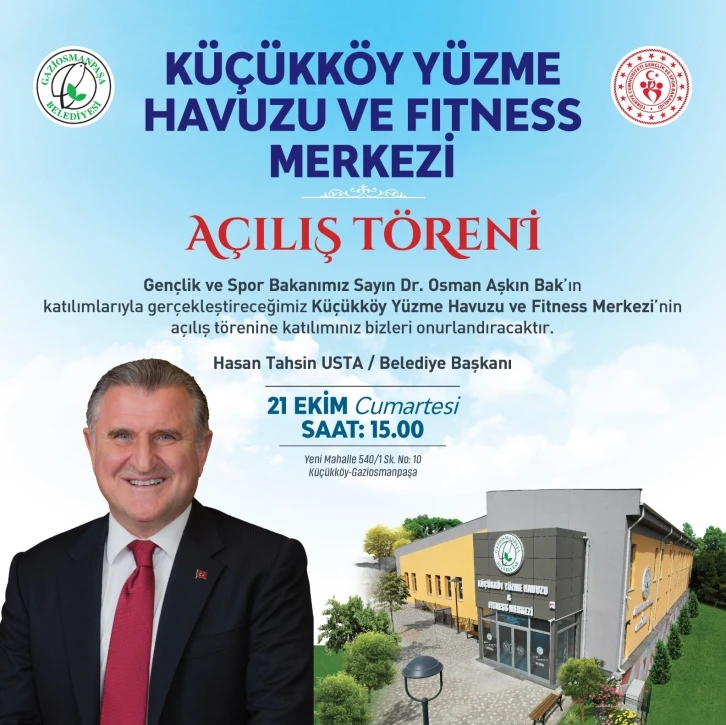 K&uuml;&ccedil;&uuml;kk&ouml;y y&uuml;zme havuzu ve fitness merkezi hizmete a&ccedil;ılıyor
