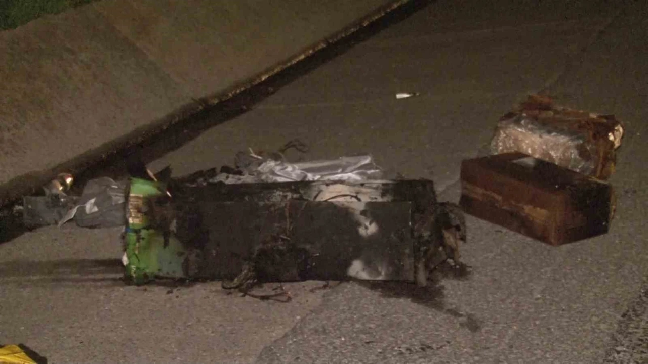 Kuzey Marmara Otoyolu’nda kamyonun lastiğinde başlayan yangın araca sirayet etti
