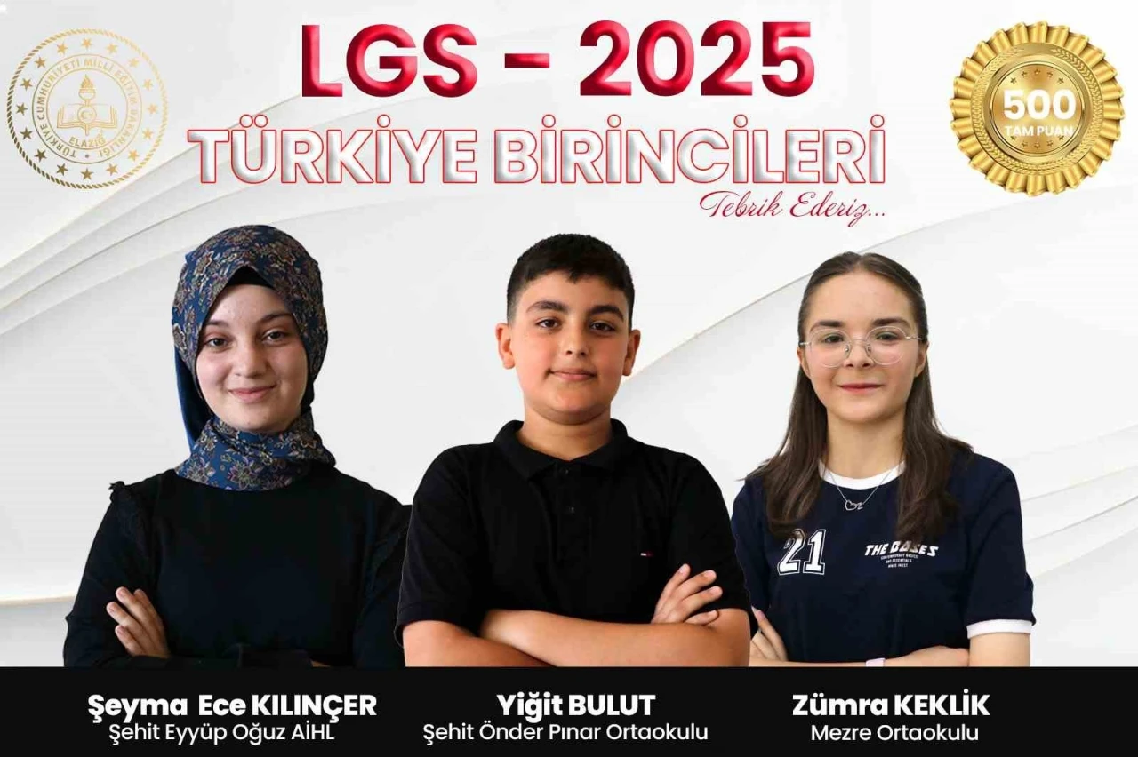 LGS’de Elazığ’dan 3 Türkiye birincisi
