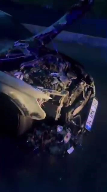 Lüks araç alevlere teslim oldu
