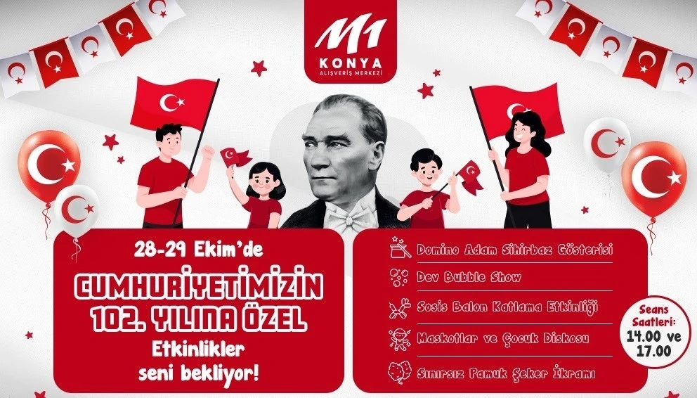 M1 Konya AVM’DE Cumhuriyet’in 102’nci yılı coşkuyla kutlanıyor