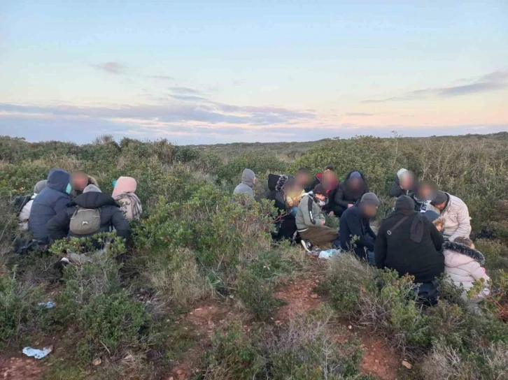 Makilik alan i&ccedil;erisine gizlenmiş d&uuml;zensiz g&ouml;&ccedil;menleri insansız hava aracı buldu
