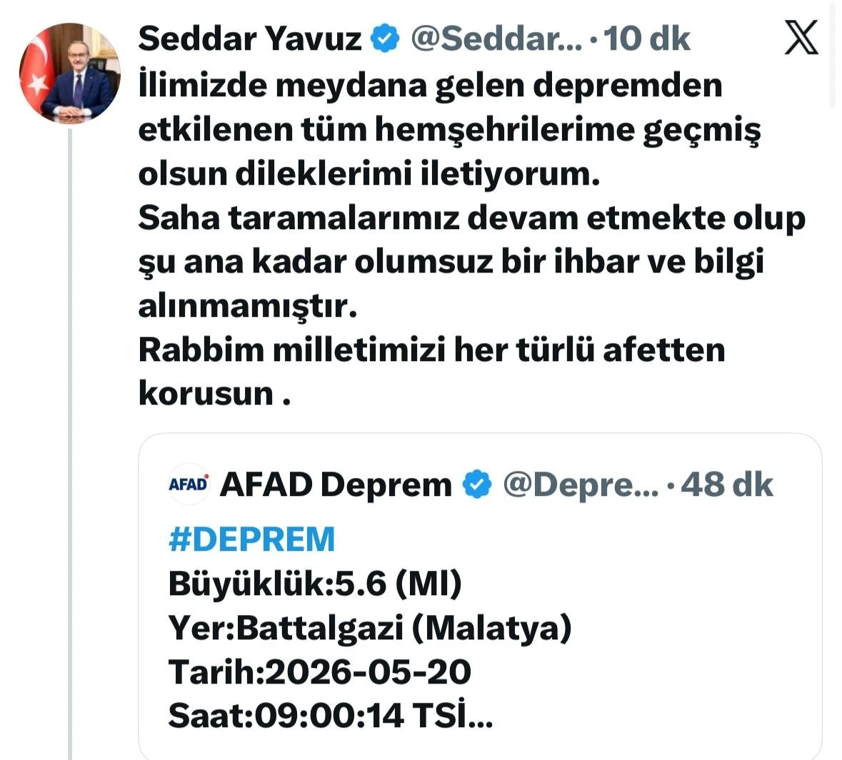 Malatya Valisi Yavuz&rsquo;dan deprem a&ccedil;ıklaması
