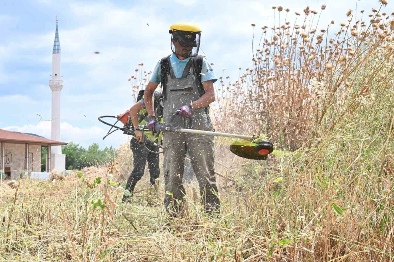 Manisa&rsquo;da yangın riskine karşı yabani otlar temizleniyor
