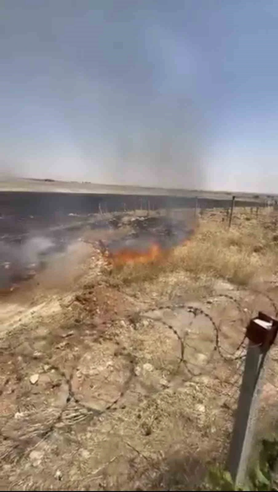 Mardin&rsquo;de &ccedil;ıkan anız yangınına m&uuml;dahale ediliyor
