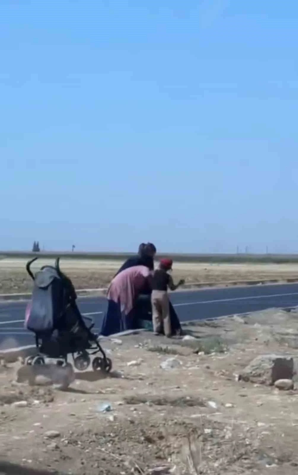 Mardin’de dilenci kadınlar yol ortasında kavga etti
