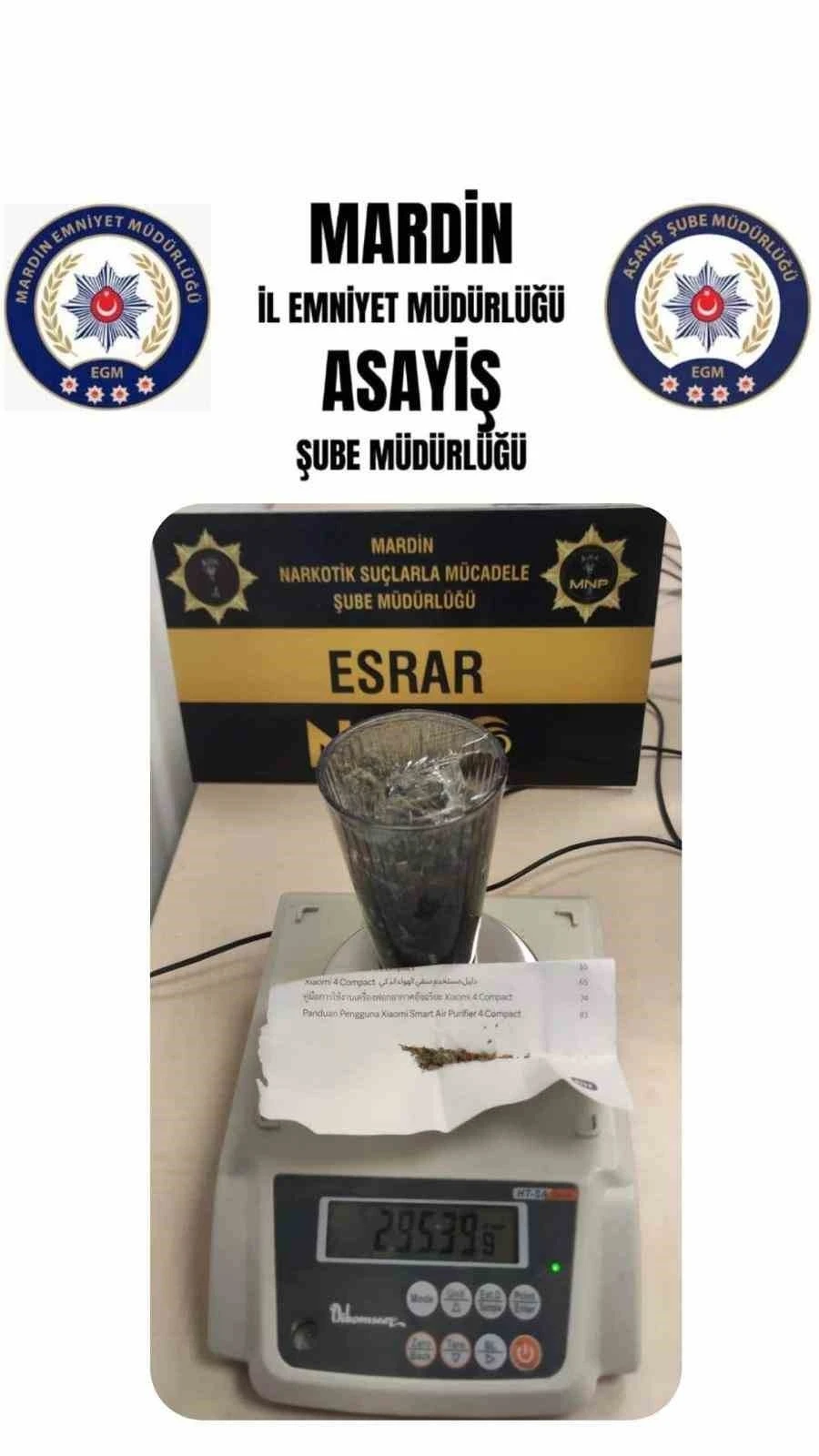 Mardin’de uyuşturucu operasyonu: 2 gözaltı
