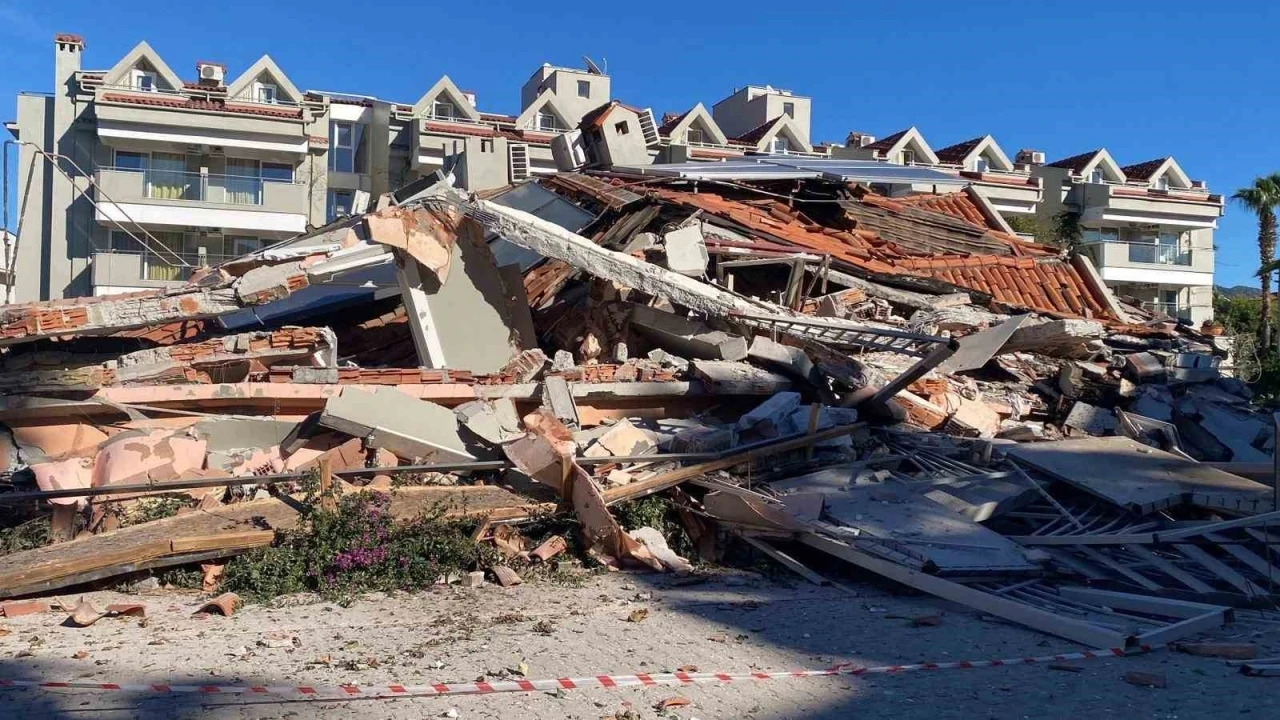 Marmaris&rsquo;te g&uuml;&ccedil;lendirme &ccedil;alışması yapılan apart otel &ccedil;&ouml;kt&uuml;
