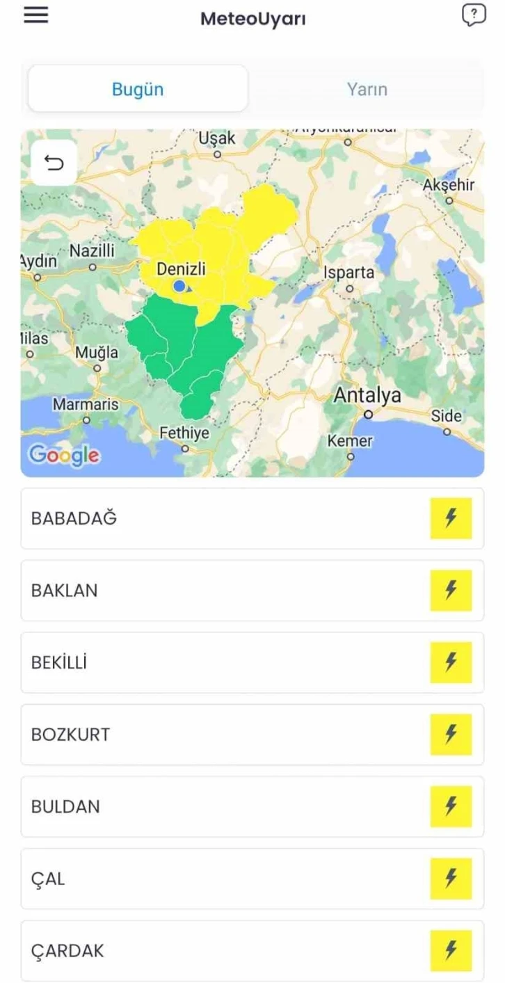 Meteoroloji Denizli için kuvvetli yağış uyarısı verdi
