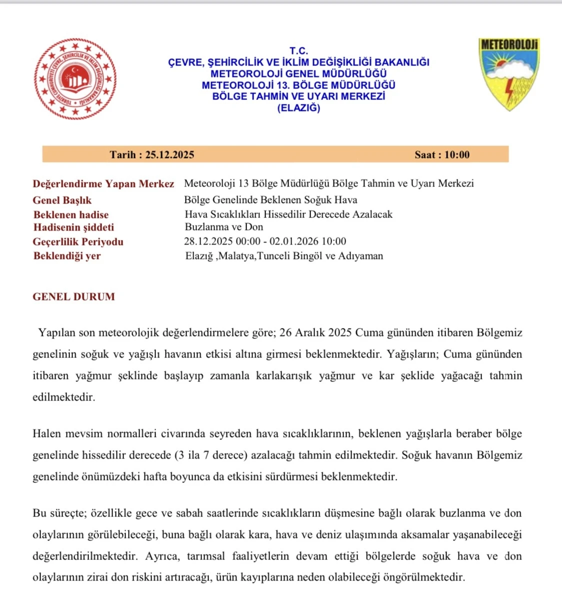 Meteorolojiden 5 il i&ccedil;in uyarı
