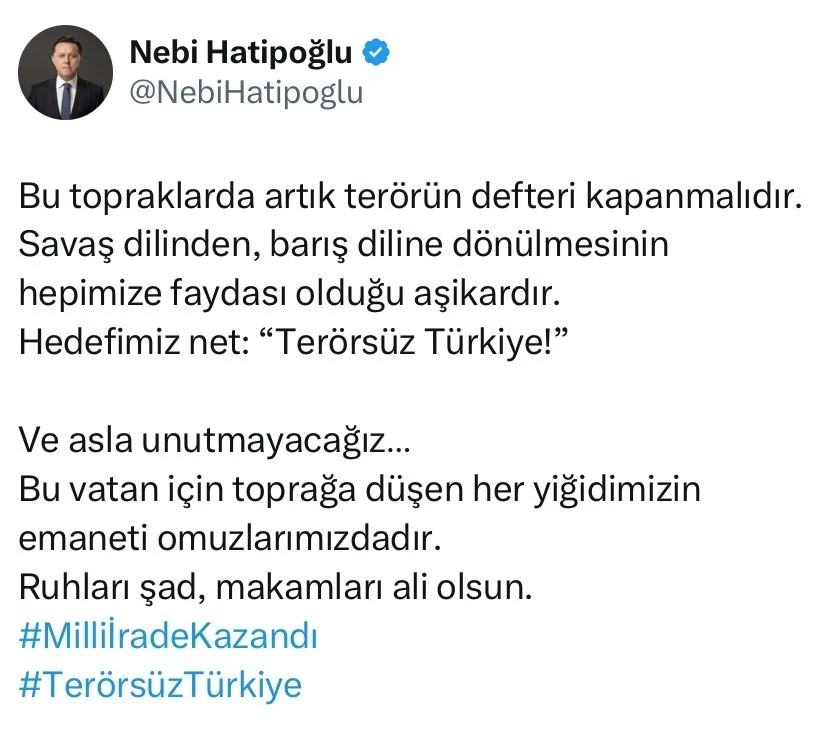Milletvekili Hatipoğlu: &quot;Bu topraklarda artık terörün defteri kapanmalıdır&quot;
