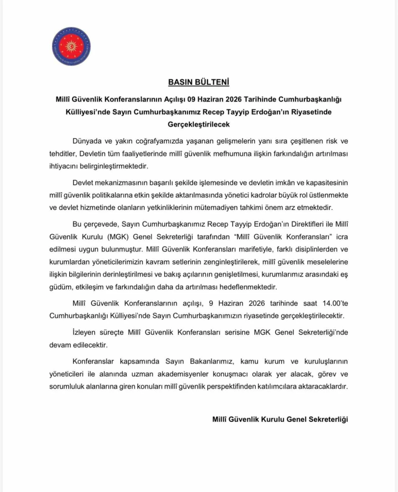 Milli G&uuml;venlik Konferansları yarın başlıyor
