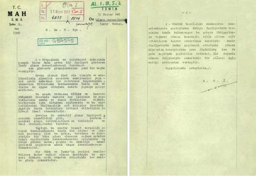 MİT&rsquo;in yayımladığı 1942 tarihli belgede Hitler propagandası detayı
