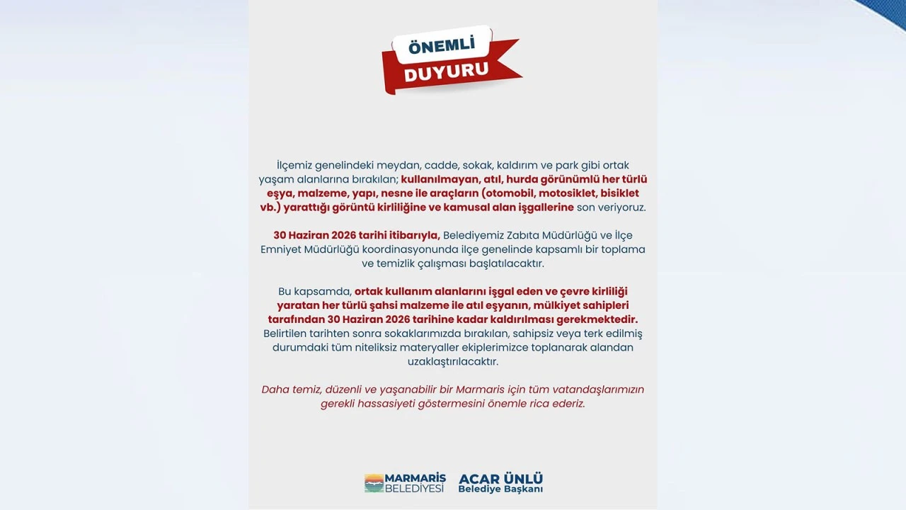 MARMARİS&rsquo;TE HURDA ARA&Ccedil; VE ATIL EŞYA TEMİZLİĞİ BAŞLIYOR