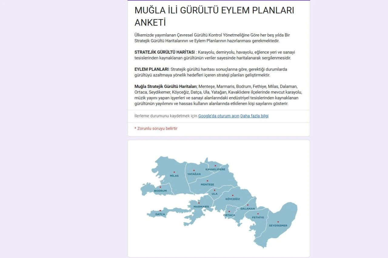 MUĞLA BÜYÜKŞEHİR GÜRÜLTÜ EYLEM PLANI STRATEJİSİNİ ANKETLE BELİRLİYOR