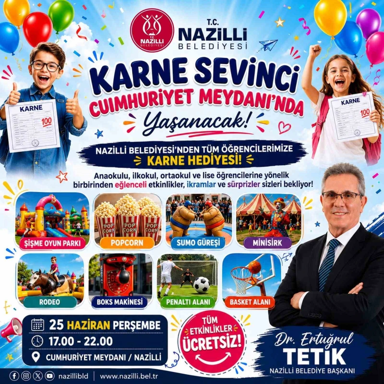 Nazilli Belediyesi&rsquo;nden &ouml;ğrencilere karne hediyesi

