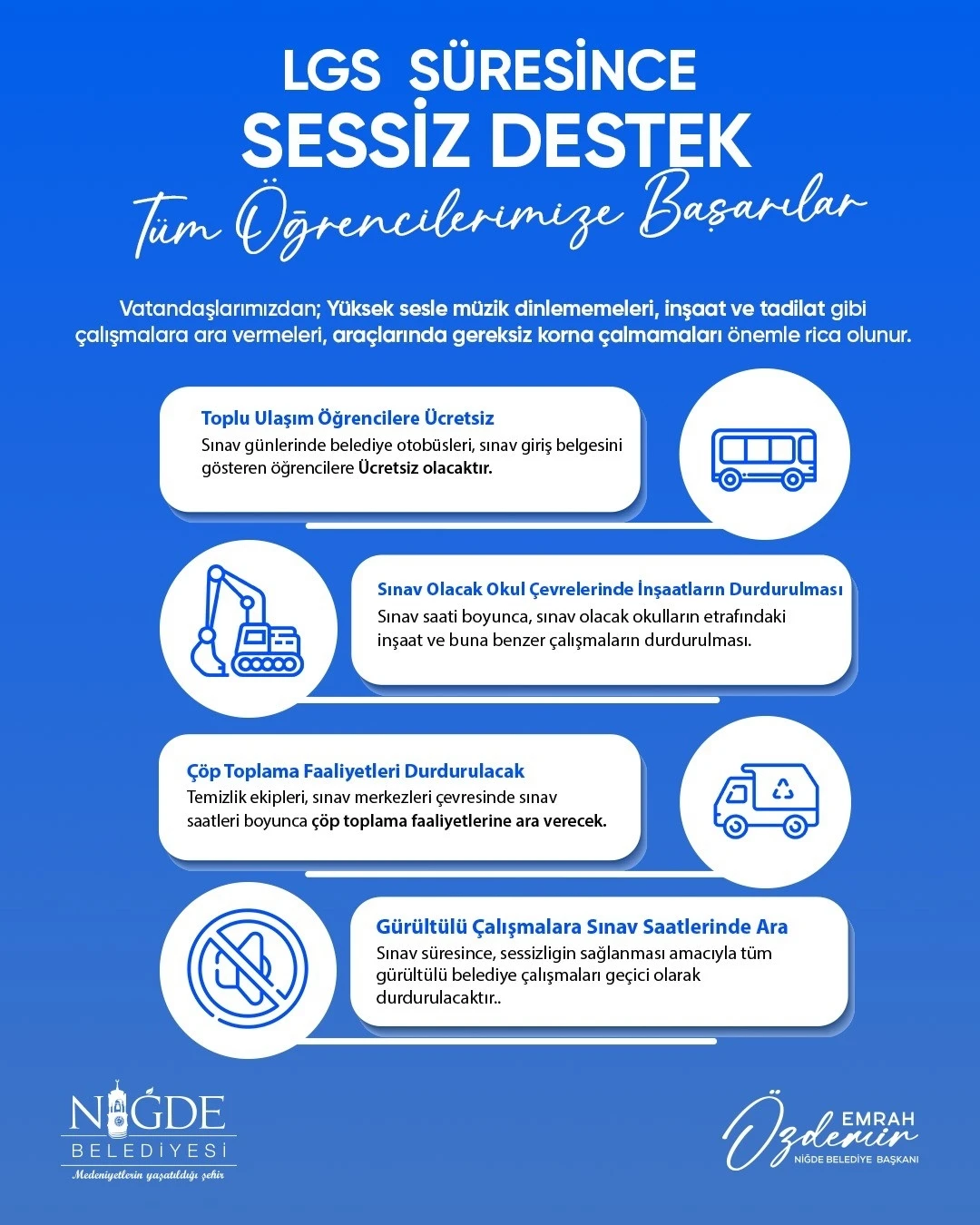 Niğde Belediyesi’nden LGS öğrencilerine tam destek
