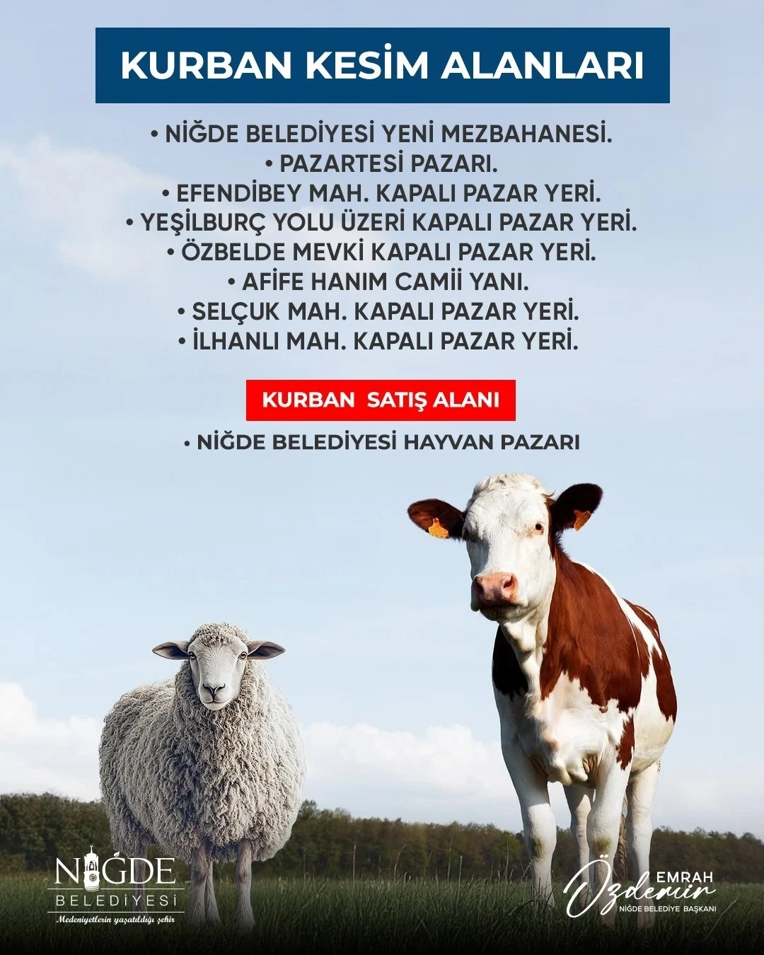 Niğde’de kurban kesim alanları belirlendi
