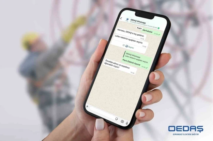 OEDAŞ, tüketicileriyle WhatsApp üzerinden yazışıyor