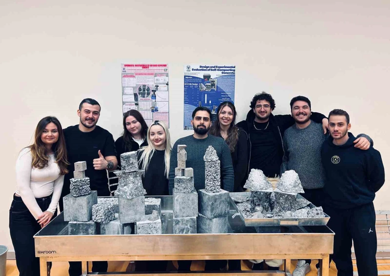 &Ouml;ğrenciler, s&uuml;rd&uuml;r&uuml;lebilir ve &ccedil;evre dostu yeni nesil beton &uuml;retti
