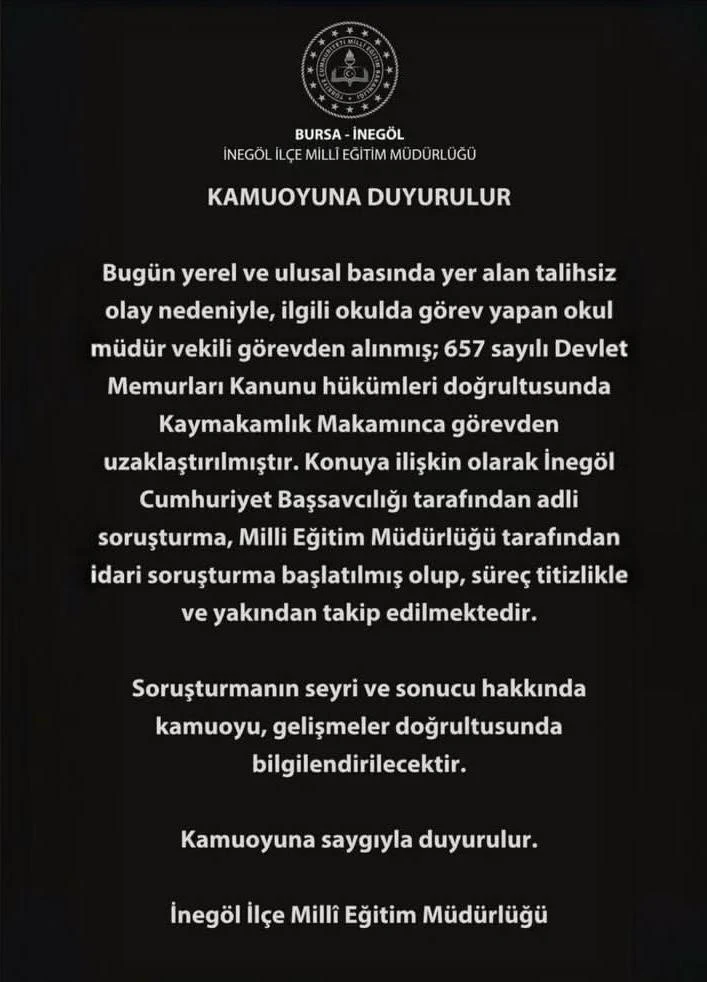 &Ouml;ğrenciye şiddet uygulayan okul m&uuml;d&uuml;r&uuml; cumhuriyet savcısına ifade verdi
