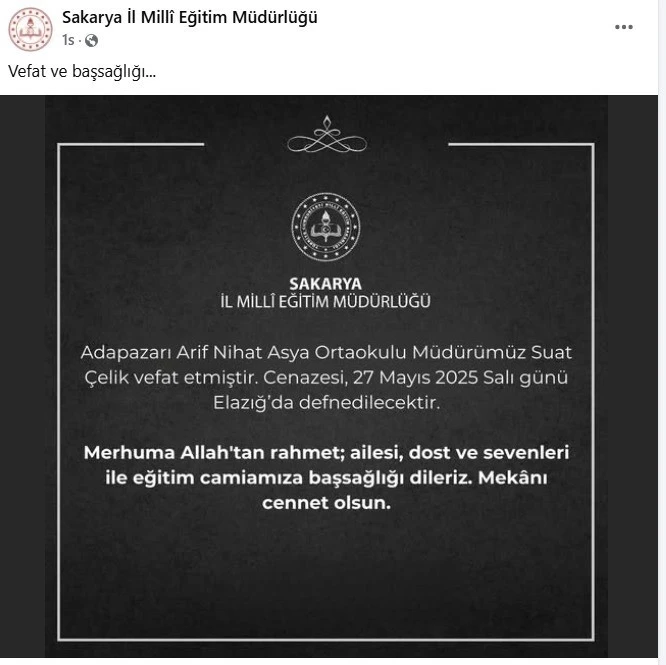 Okul müdürü kansere yenik düştü