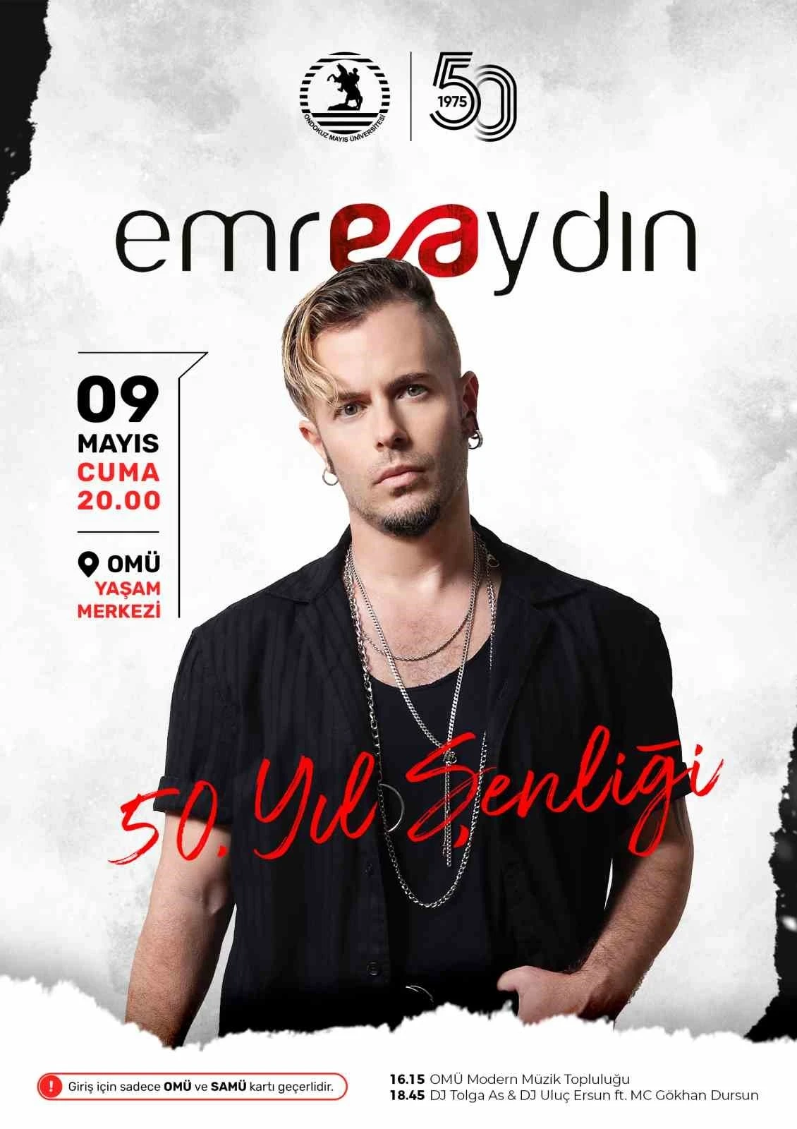 OMÜ’nün 50. Yıl Şenliği Emre Aydın konseri ile başlıyor
